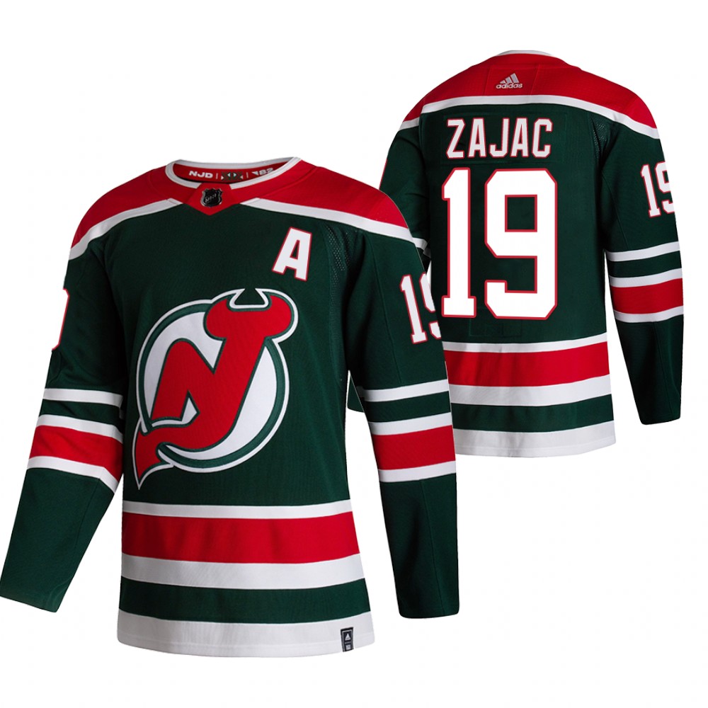 2021 Adidias New Jersey Devils #19 Travis Zajac Green Men Reverse Retro Alternate NHL Jersey